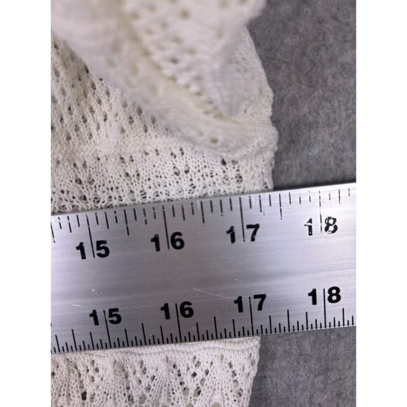Aritzia Wilfred Sweater Women Medium White Open Knit Crewneck Stretch Minimalist - Picture 7 of 11